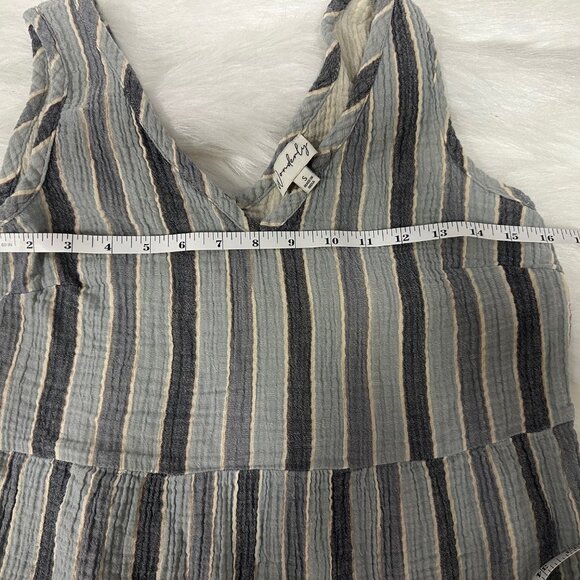 Wonderly V Neck Blue Striped Maxi Dress Size Small - Picture 2 of 5